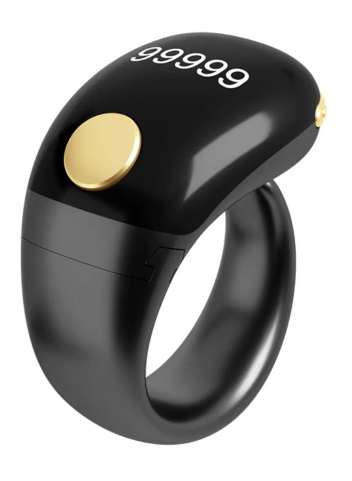 Denx Smart Zikr Counting Ring with Wireless Charging | Touch Control Buttons | 5 Interchangeable Sizes | Stylish & Lightweight (Black)  - Image 1