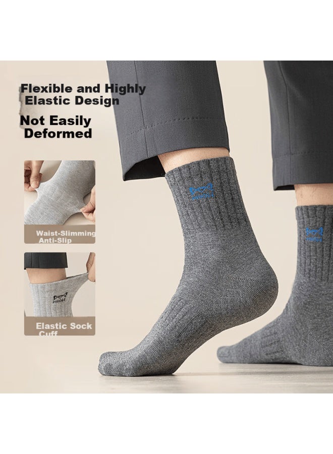 MIIOW Men's 100% Cotton Mid-calf Socks Autumn Winter 10a Antibacterial Odor-resistant Sweat-absorbing Sports Casual Long Socks 6 Pairs - Image 5