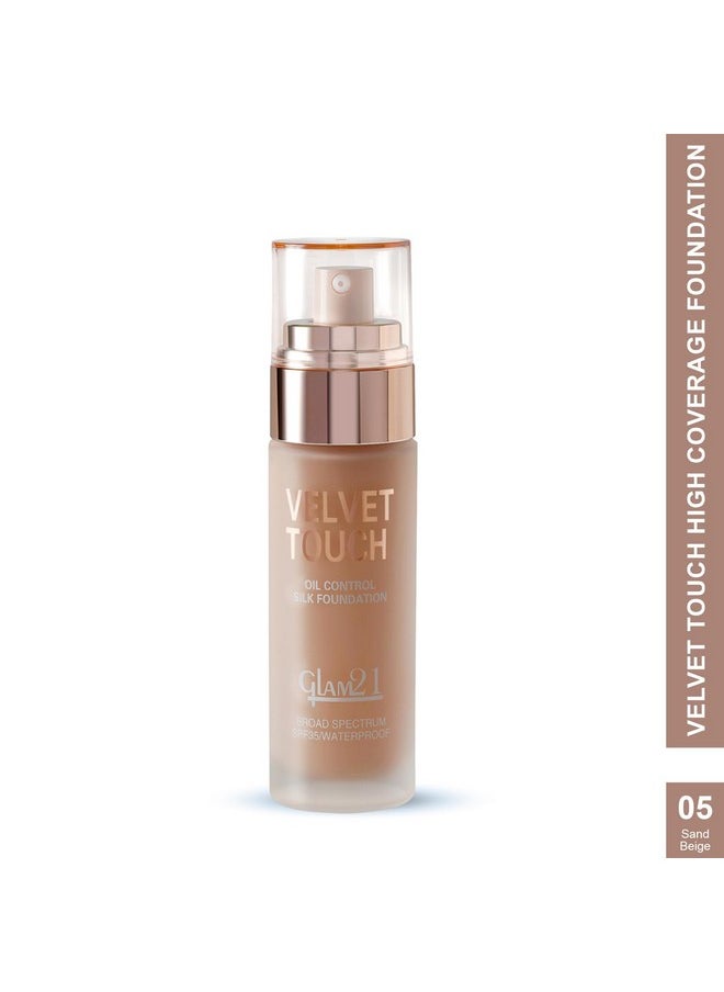 كريم أساس Glam21 Velvet Touch Oil Control Silk | مقاوم للماء، تغطية عالية، لمسة نهائية مخملية غير لامعة، تغطية كاملة فائقة، خفيف الوزن وقابل للتنفس، عامل حماية من أشعة الشمس 35 يدوم طويلاً | بيج رملي - 50 جم - pzsku/ZD15E2118C778DADF3316Z/45/_/1735566780/c26e808d-1856-4a45-9b0e-675e00ed44b6