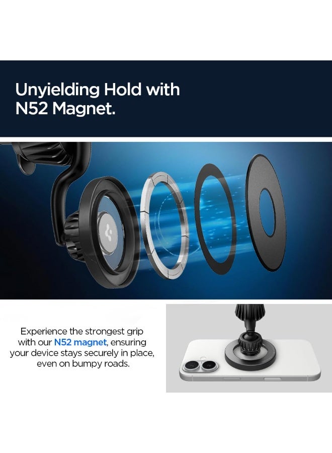 Spigen Car Mount for MagSafe Compatible iPhone & PixelSnap/Magnetic Cases 2-in-1 Air Vent Dashboard Phone Holder Extended Arm Strong Magnets 360 Degree Rotation Secure Lock MagFit MFT13-1 - Black - Image 4