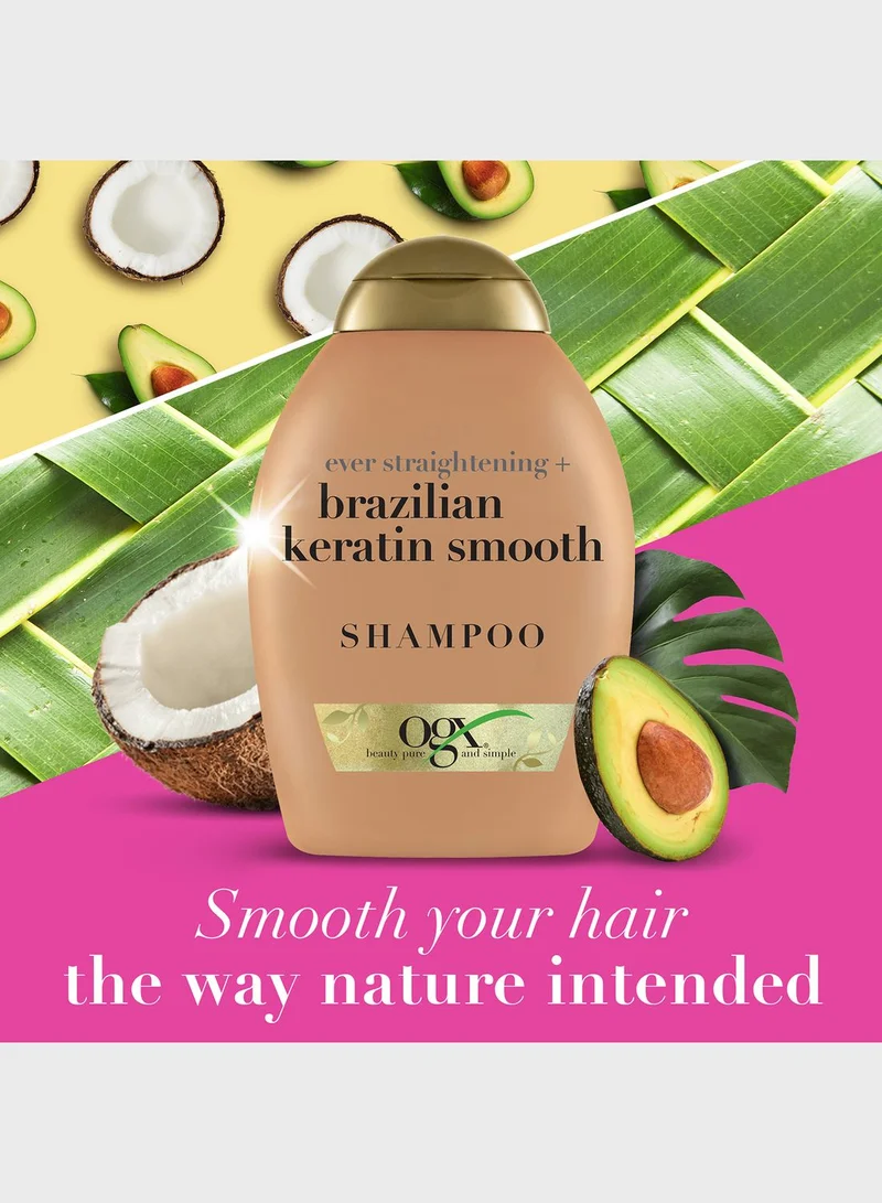 Ogx OGX Shampoo, Ever Straightening+ Brazilian Keratin Smooth, New Gentle and PH Balanced Formula, 385ml