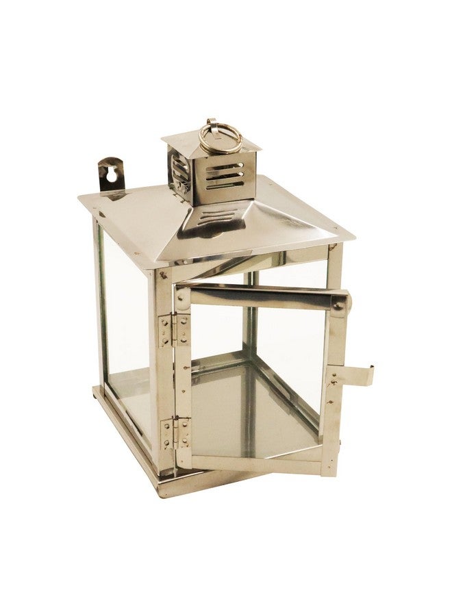 Spillbox Stainless Steel Wall Mounted Oil Lamp with Glass Cover | Deepam Glass Cover| Diya Protector from Wind- Hanging Diya Lantern (Large) - Image 3