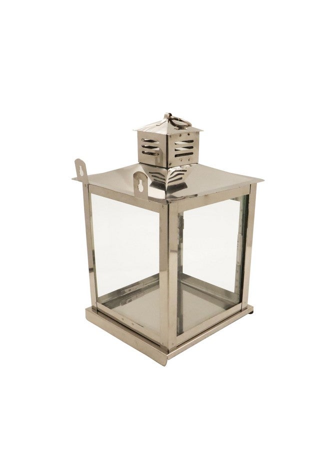 Spillbox Stainless Steel Wall Mounted Oil Lamp with Glass Cover | Deepam Glass Cover| Diya Protector from Wind- Hanging Diya Lantern (Large) - Image 1