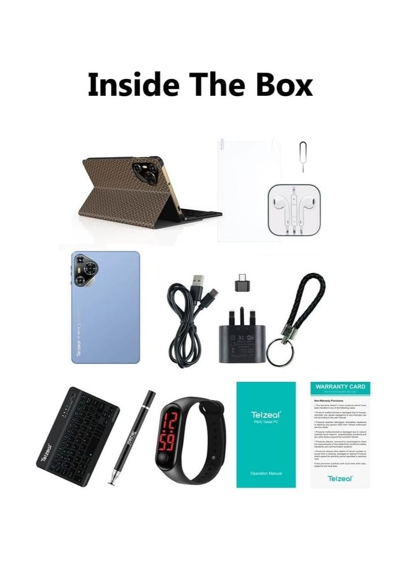 Telzeal 📘 P800 Android 12 Tablet – 8 Inch Display, Dual SIM 4G LTE, 6GB RAM + 256GB ROM, 5G WiFi, 5000mAh Battery, Wireless Keyboard Included – Ultra-Portable Blue Tablet for Work, Study, Gaming & Daily Use - Image 3