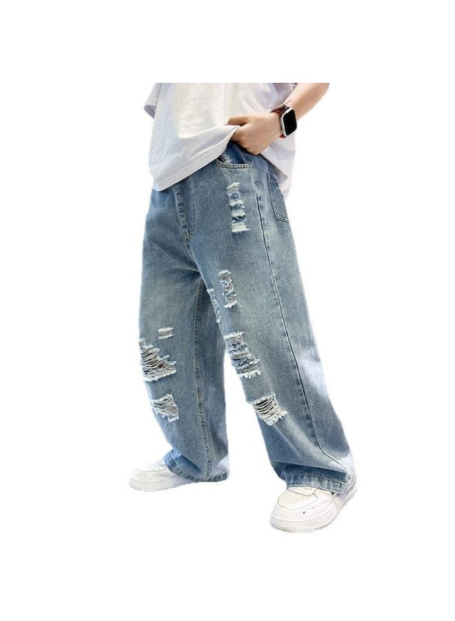 Boys' Summer Thin Ripped Jeans New Korean Casual Straight Pants - Image 5