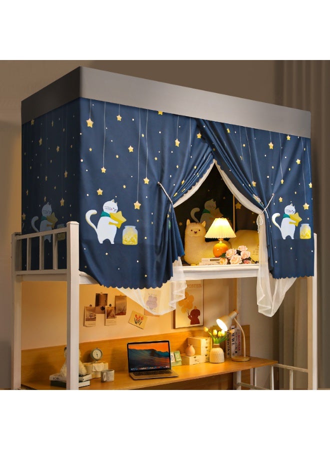 SISGL Upper Deck Single Bed Curtain Privacy Bed Tent With Stand And Mosquito Net Dorm Home Bunk Nets Bed Curtains Cloth Bed Canopy Blackout Students Curtain Shading Nets Breathable Dustproof Single Sleeper - Image 1