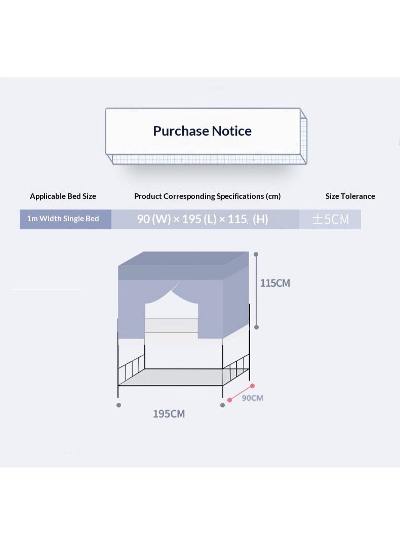 SISGL Upper Deck Single Bed Curtain Privacy Bed Tent With Stand And Mosquito Net Dorm Home Bunk Nets Bed Curtains Cloth Bed Canopy Blackout Students Curtain Shading Nets Breathable Dustproof Single Sleeper - Image 2