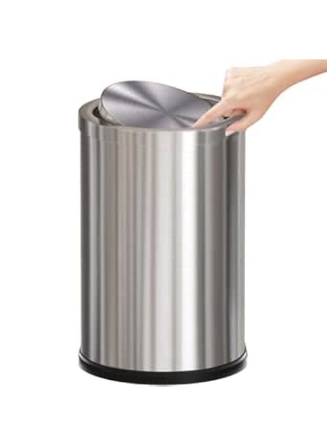 Small 9-liter trash can with a removable lid, stainless steel waste bin for bathroom, bedroom, living room, and office. - Image 1