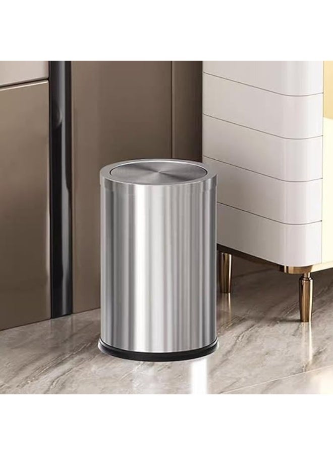 Small 9-liter trash can with a removable lid, stainless steel waste bin for bathroom, bedroom, living room, and office. - Image 3