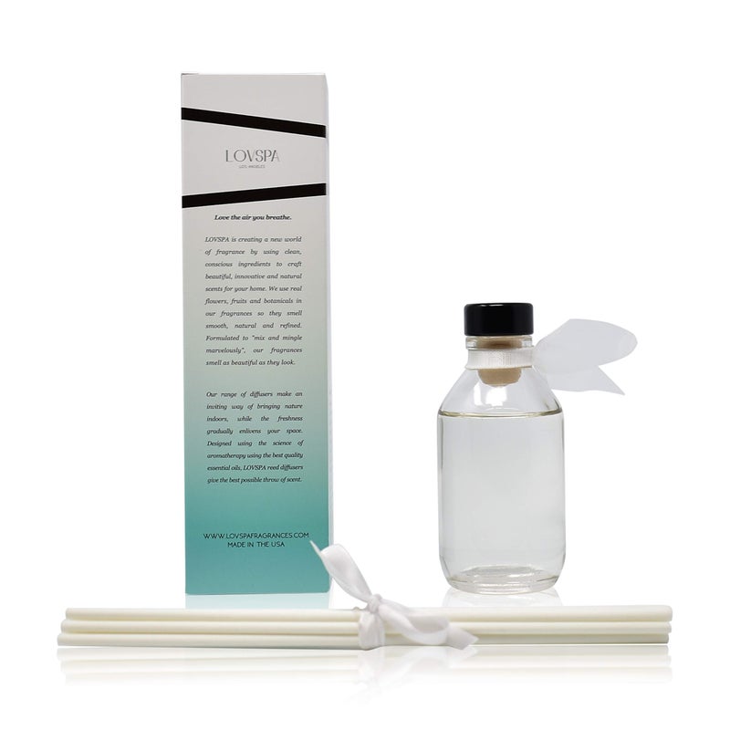 LOVSPA Reed Diffuser Set, Summer Linen Scented Oil Diffuser with Sticks, Home Fragrance Accessories for Bathroom Shelf Decor, Aroma Diffusers for Home or Office Desk, USA Made - Image 2
