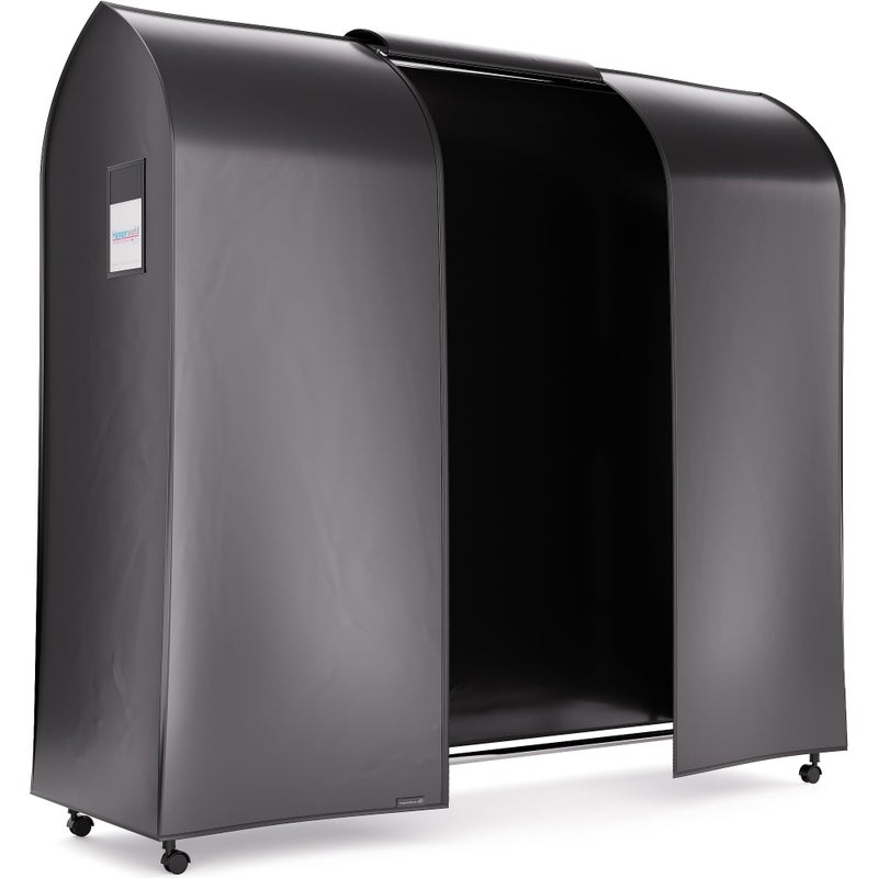 HANGERWORLD 6ft Large Black Clothes Rack Cover with 2 Zippers - Waterproof Nylon, Breathable, Dust Protector for Storage (Garment Rack Cover ONLY) - Image 2