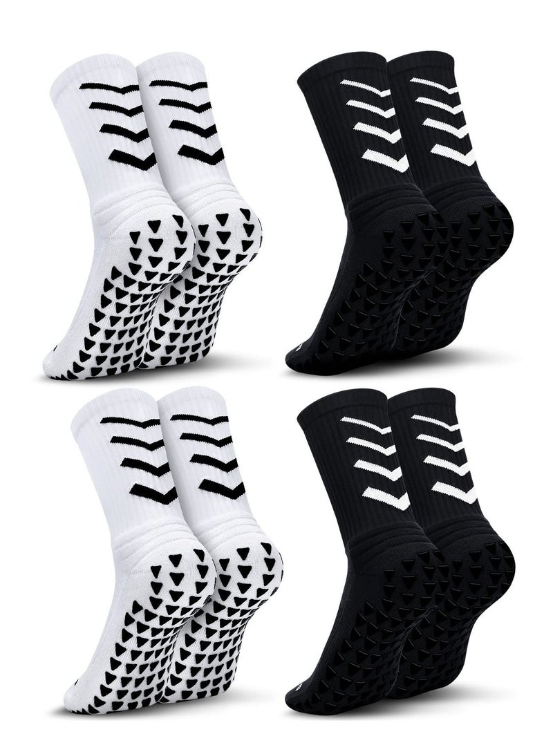Generic 4 Pairs Grip Socks Soccer, Anti Slip Non-Slip Socks Mens Grip Pads Socks for Football Soccer Basketball Yoga Sports  - Image 1