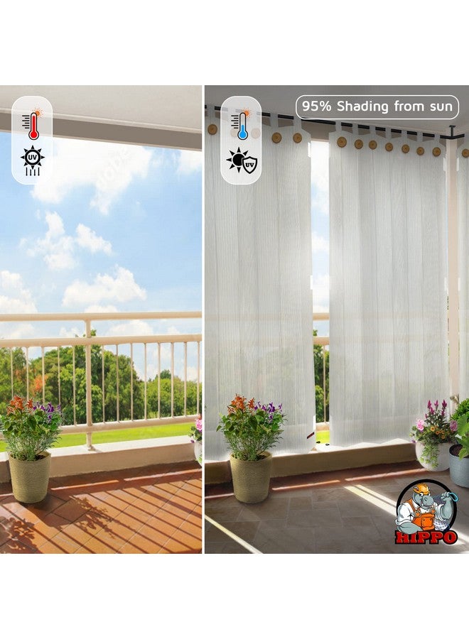 Hippo HIPPO 230 GSM Outdoor Sun Blocking Balcony Loop Curtains Sun & UV Protection, Light Filtering 9FT Long Door Curtain (4.5FTX9FT, Arctic-White, 2 PC) - Image 2