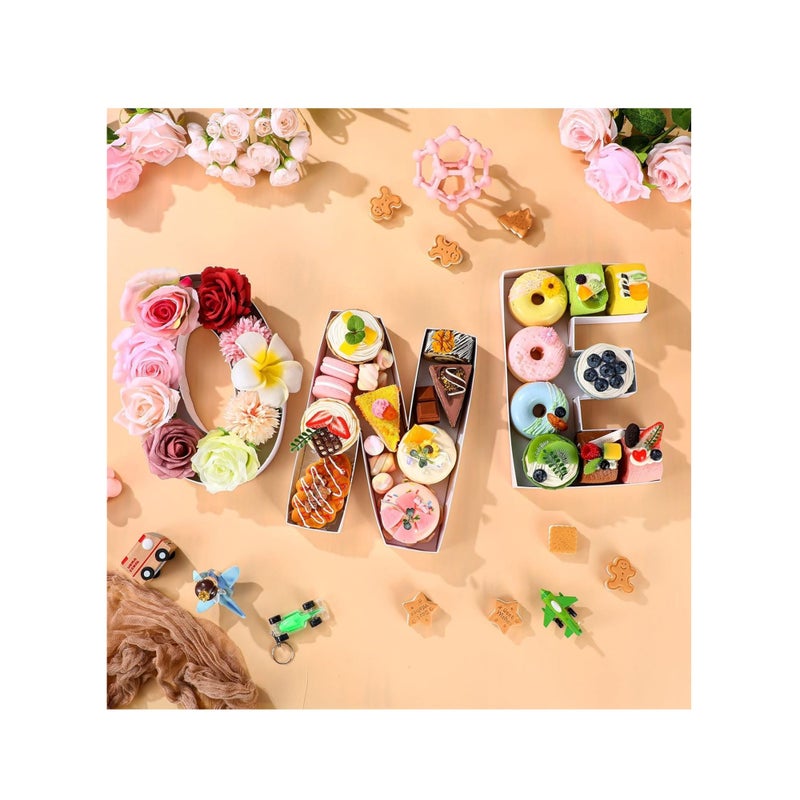 SOLARAE 3Pcs Charcuterie Letters Baby Shower Cardboard Number Fillable Tray, Cardboard Letter for Charcuterie, Charcuterie Box Letter Box Form Tray, Chocolate Candy Box Fillable Empty Gift Box for Baby Shower - Image 2