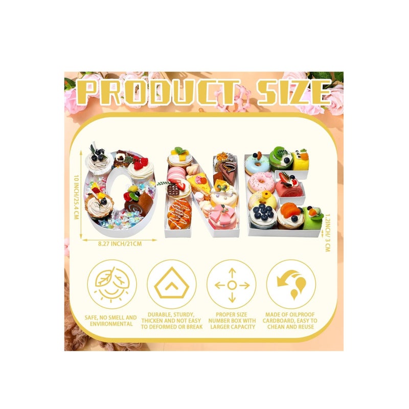 SOLARAE 3Pcs Charcuterie Letters Baby Shower Cardboard Number Fillable Tray, Cardboard Letter for Charcuterie, Charcuterie Box Letter Box Form Tray, Chocolate Candy Box Fillable Empty Gift Box for Baby Shower - Image 4
