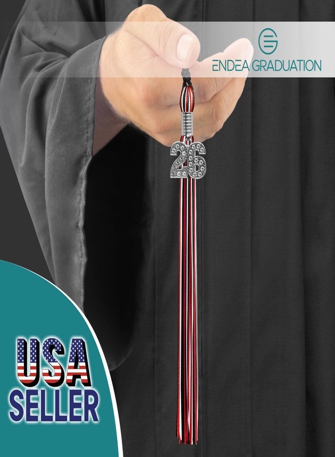 Endea Graduation Mixed Triple Color Tassel with Silver Bling Charm (Black/Red/White, 2026) - Image 2