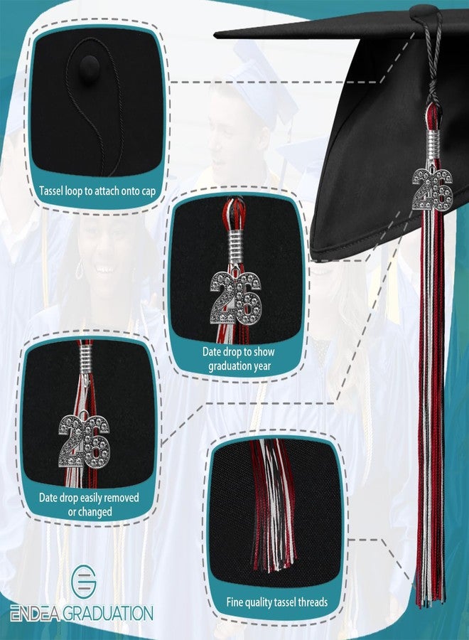 Endea Graduation Mixed Triple Color Tassel with Silver Bling Charm (Black/Red/White, 2026) - Image 3