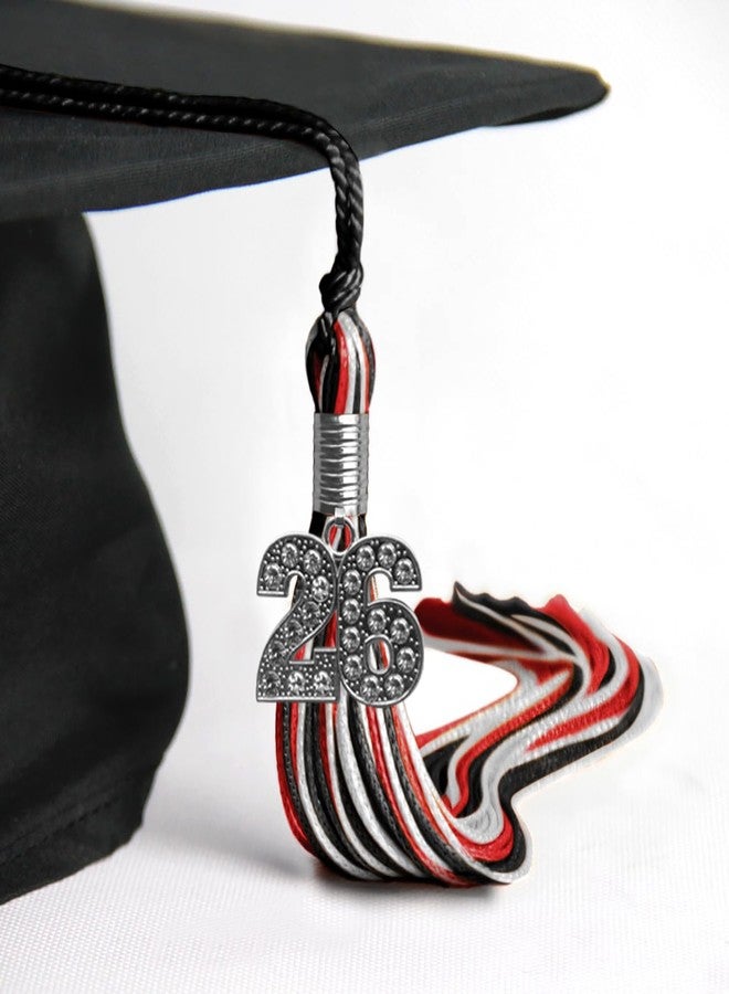 Endea Graduation Mixed Triple Color Tassel with Silver Bling Charm (Black/Red/White, 2026) - Image 4