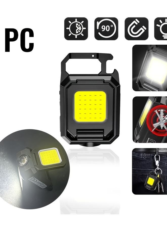 1pc Hands Free Mini Keychain Lamp Magnetic USB Rechargeable LED Flashlight - Image 1