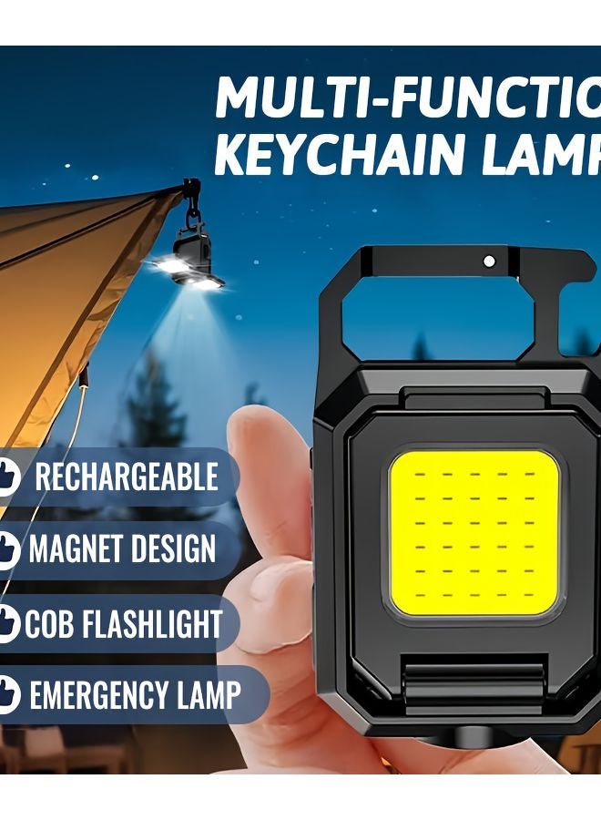 1pc Hands Free Mini Keychain Lamp Magnetic USB Rechargeable LED Flashlight - Image 3