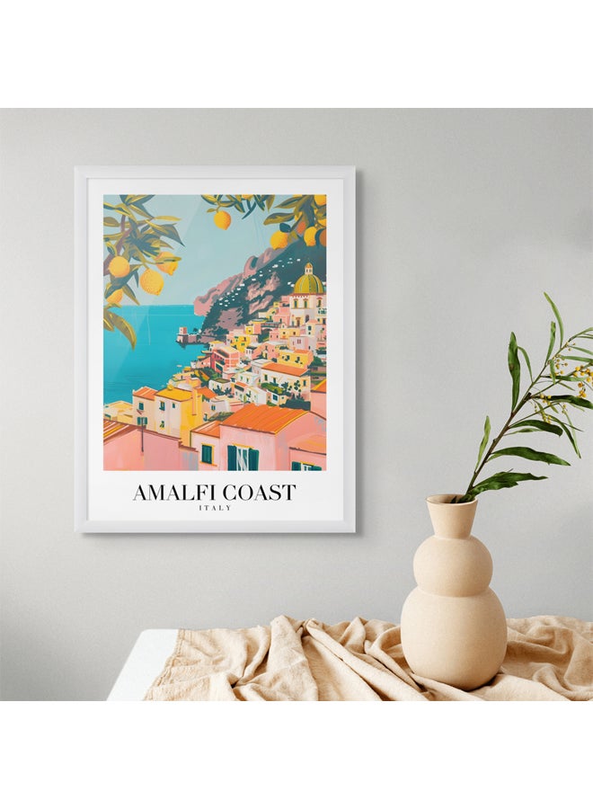 Art Decor Art Decor Framed Fine Art Portrait Print of Amalfi Coast Travel Italy Coastal Scenic Mediterranean Landscape European Poster Wall Décor for Home Living Room Bedroom Office Hotels  - Image 3