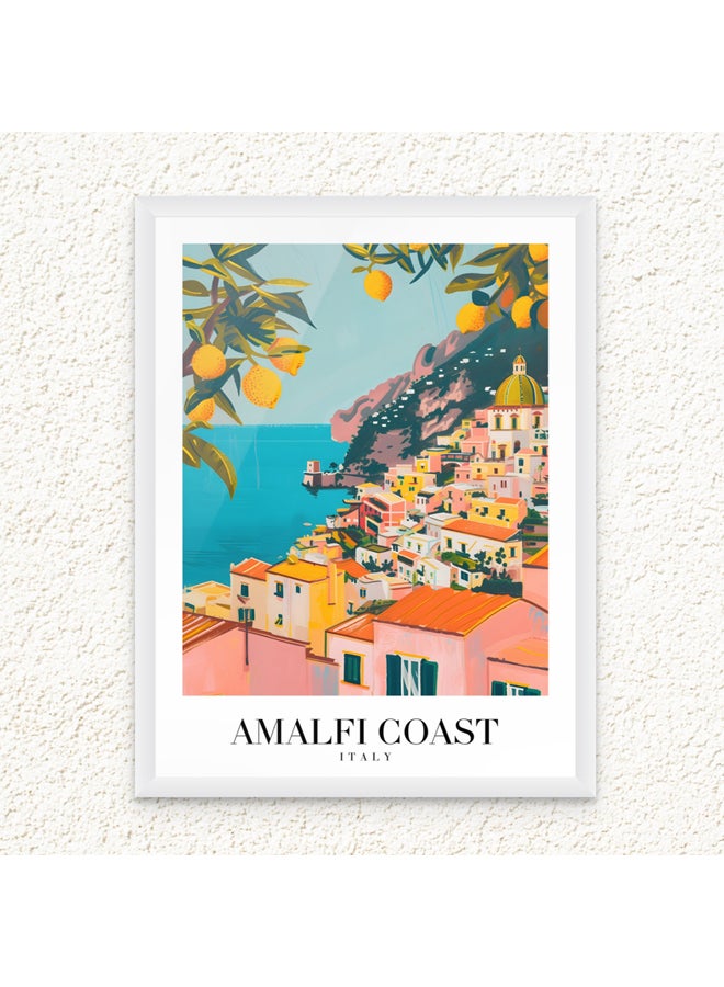 Art Decor Art Decor Framed Fine Art Portrait Print of Amalfi Coast Travel Italy Coastal Scenic Mediterranean Landscape European Poster Wall Décor for Home Living Room Bedroom Office Hotels  - Image 1