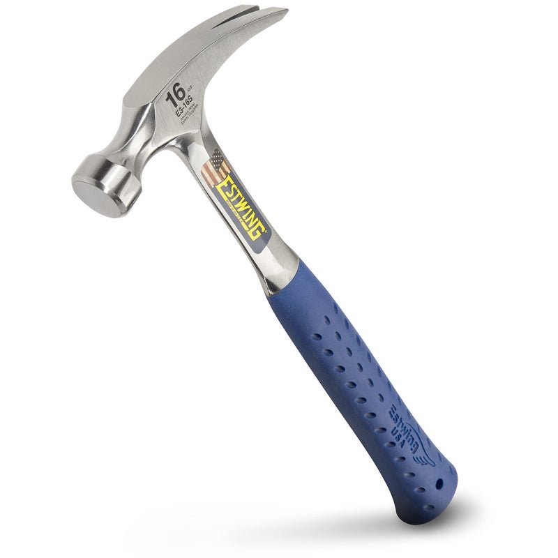 ESTWING Hammer - 16 oz Straight Rip Claw with Smooth Face & Shock Reduction Grip - E3-16S - Image 1