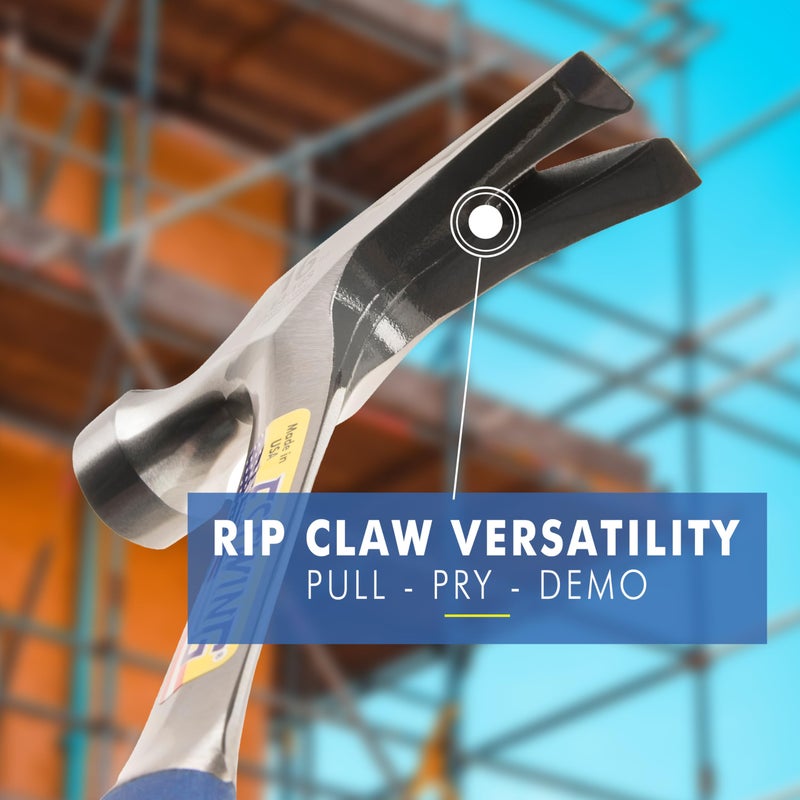 ESTWING Hammer - 16 oz Straight Rip Claw with Smooth Face & Shock Reduction Grip - E3-16S - Image 4