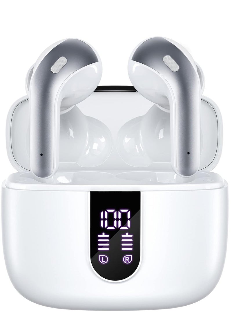 MORTICO Bluetooth Headphones True Wireless Earbuds 60H Playback LED Power Display Earphones with Wireless Charging Case IPX5 Waterproof in-Ear Ear buds with Mic for TV Smart Phone Laptop Computer Sports - Image 1