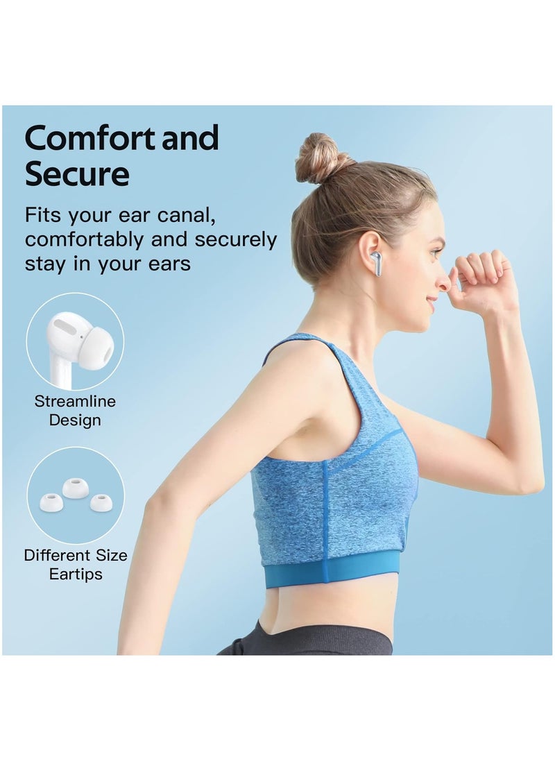 MORTICO Bluetooth Headphones True Wireless Earbuds 60H Playback LED Power Display Earphones with Wireless Charging Case IPX5 Waterproof in-Ear Ear buds with Mic for TV Smart Phone Laptop Computer Sports - Image 2