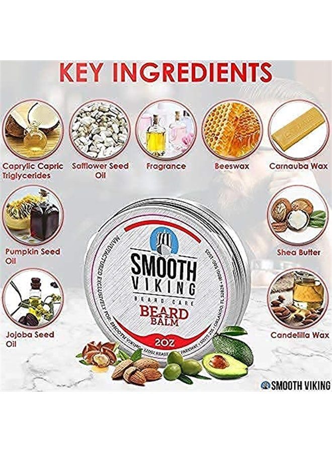Smooth Viking Beard Care Smooth Viking Beard Balm for Men - Strong Hold Beard Styling Balm with Essential Oils & Beeswax - Beard Care Formula to Boost Healthy Beard & Mustache Growth, 2oz - Image 1