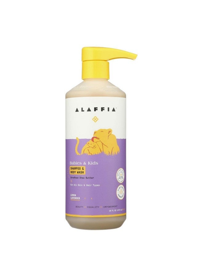 Alaffia Babies and Kids Shampoo and Body Wash, Gentle and Calming Support for Soft Hair and Skin with Shea Butter, Neem, and Coconut Oil, Fair Trade, Lemon Lavender, 16 Fl Oz - Image 1