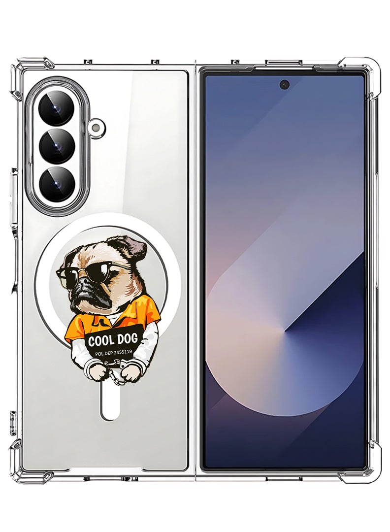 Theodor Magnetic Case for Samsung Galaxy Z Fold 7 Compatible with MagSafe Wireless Charging, Shockproof Phone Bumper Cover cool dog - Image 1