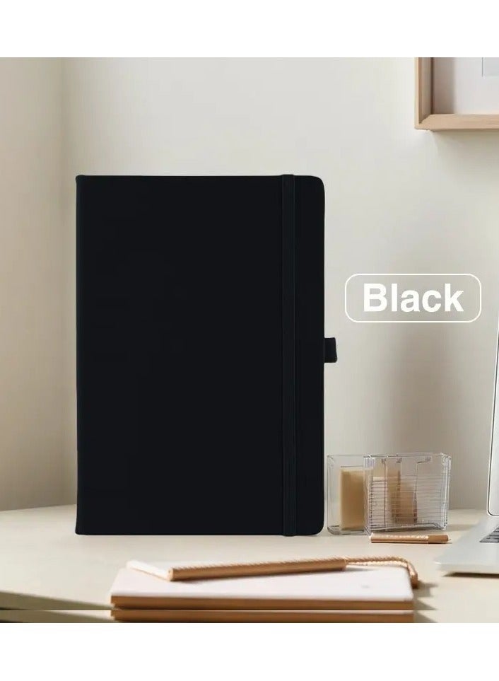 Generic A5 Lined Hardcover Executive Notebook – Black Faux Leather Journal with Ruled Pages | Elastic Band – Durable Writing Notebook for Office | School, Business | and Personal Use Pack of 1 (Black)  - Image 1