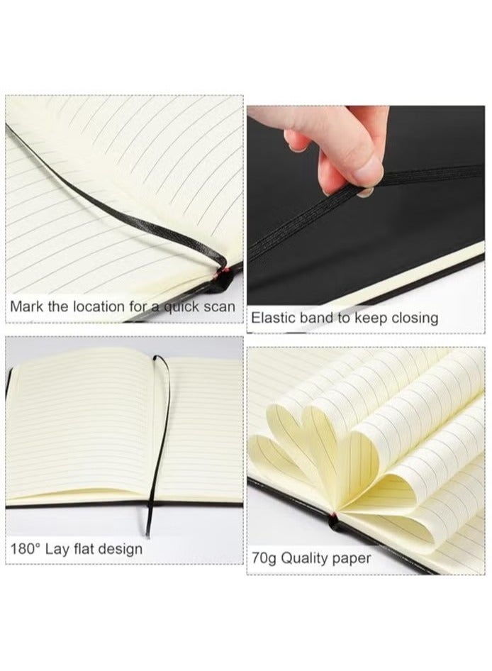 Generic A5 Lined Hardcover Executive Notebook – Black Faux Leather Journal with Ruled Pages | Elastic Band – Durable Writing Notebook for Office | School, Business | and Personal Use Pack of 1 (Black)  - Image 3