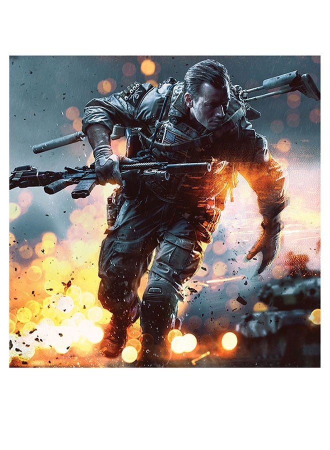 RYN Battlefield Themed Printed MDF Wall Art Grey/Black/Yellow 30x30cm - Image 1