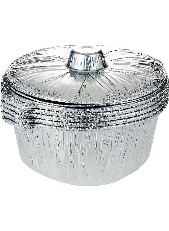 HTE Disposable Food Storage, Take Away Aluminium Pot Container With Hood Silver 10 Pieces (33Cm) - Image 1