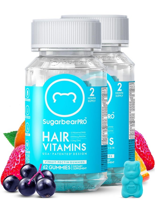 SugarbearPRO - Sugarbear Hair Vitamin Gummy 4 Month Supply Extra Strength Biotin 6000mcg, Growth for Men & Women, Vegan Vitamin B12, MSM, Inositol, Omega 3, Elderberry, Certified Kosher, Halal, Cruelty-Free - Image 1
