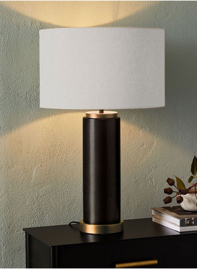 ٍSiera Light - Pilar bedside table lamp, black and gold, white shade, height 77 cm - Image 1