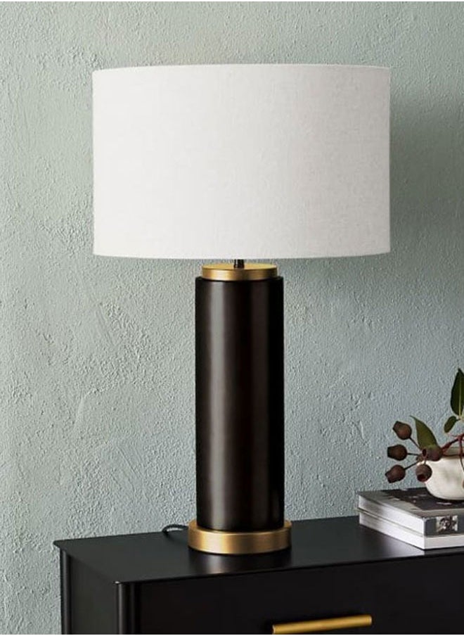 ٍSiera Light - Pilar bedside table lamp, black and gold, white shade, height 77 cm - Image 1