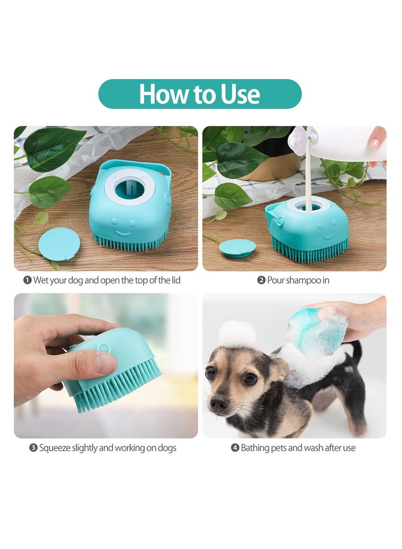 SYOSI Dog Bath Brush, Soft Silicone Pet Shampoo Massage Dispenser Grooming Shower Brush for Short Long Haired Dogs and Cats Washing 2 Pcs - Image 5
