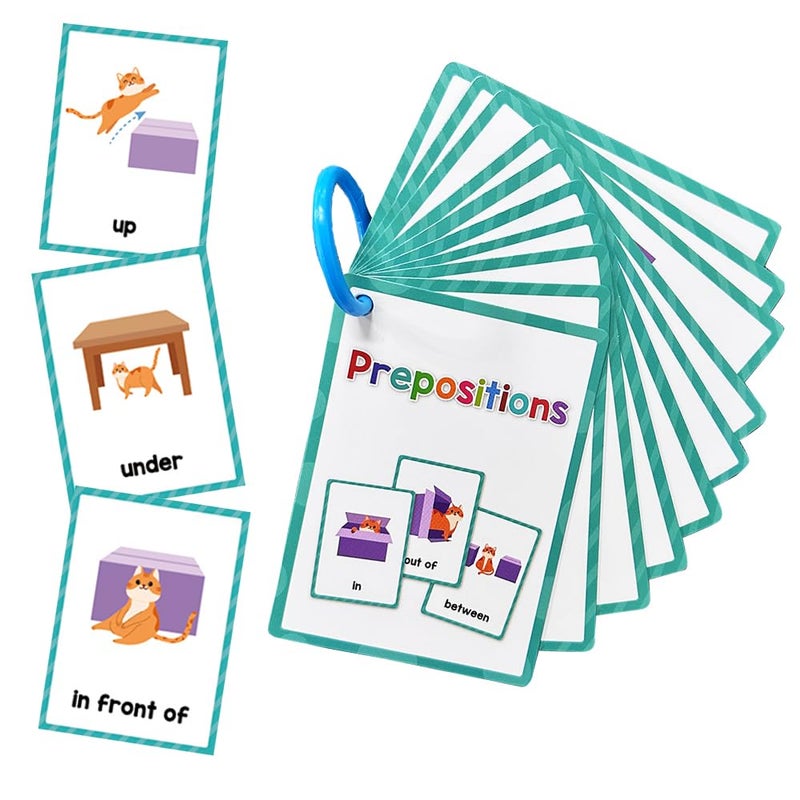 Lachilly Prepositions Flashcards English Words High Frequency Beginning Reading Kindergarten Autism Vocabulary Building 10 Cards 18 Words - Image 2
