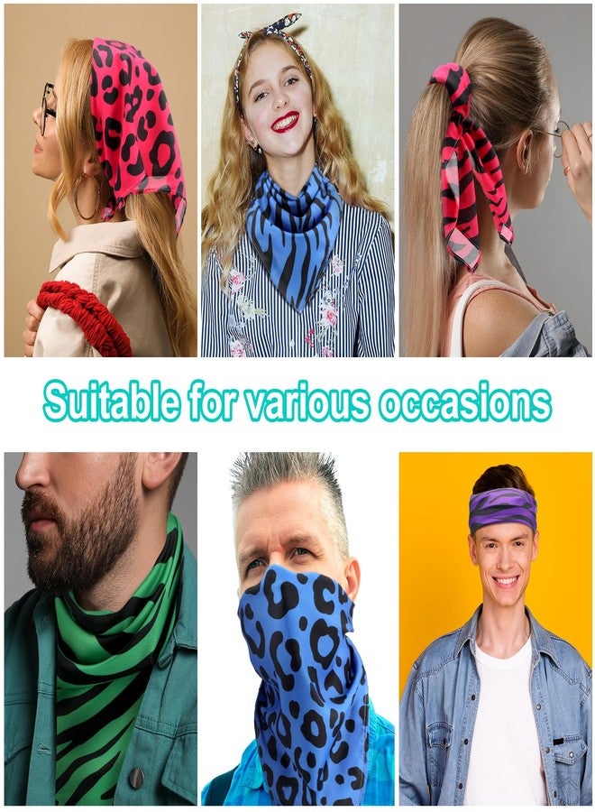 Toulite 24 Pcs Neon Animal Print Bandanas Leopard Tiger Pattern Bandanas Halloween Headscarf for Women Men Pet, 20 x 20 Inch - Image 4
