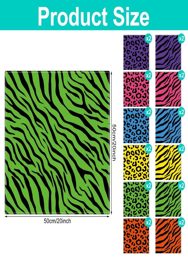 Toulite 24 Pcs Neon Animal Print Bandanas Leopard Tiger Pattern Bandanas Halloween Headscarf for Women Men Pet, 20 x 20 Inch - Image 2