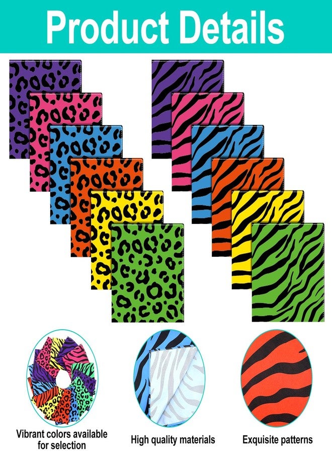 Toulite 24 Pcs Neon Animal Print Bandanas Leopard Tiger Pattern Bandanas Halloween Headscarf for Women Men Pet, 20 x 20 Inch - Image 3