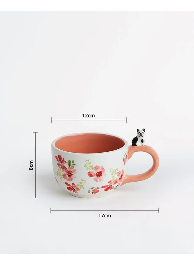 Chumbak Peeping Doggo Floral Mug, Pink