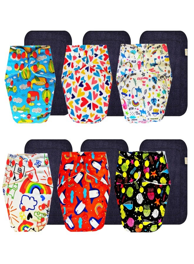 Dumbledo Premium Cloth Diaper with Black Insert (Pack of 6) | Soft & Gentle | 6-Layer Absorbent Pad | Adjustable Snaps | Perfect for Indian Summers | 3 Months - 3 Years | Unisex Baby - Image 1