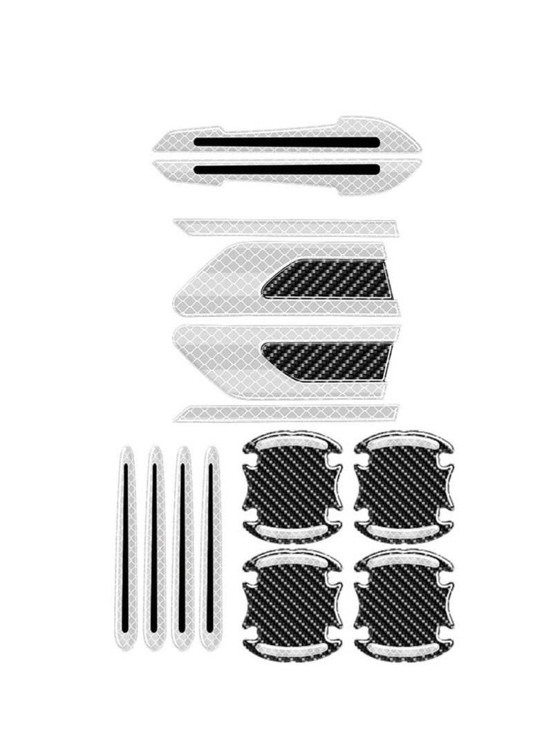 HASTHIP 16Pcs Car Safety Stickers Cool White Reflective Anti-collision Car Door Stickers Decorative Car Stickers Removable Stickers for Car Door Sill, Door Edge, Handle, Rear Mirror, Rear Trunk - Image 1