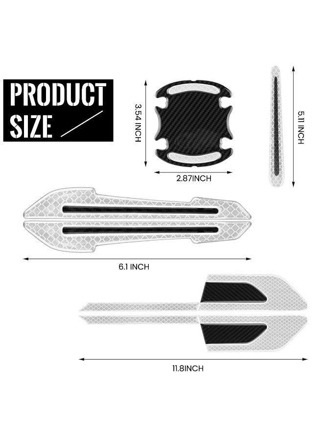HASTHIP 16Pcs Car Safety Stickers Cool White Reflective Anti-collision Car Door Stickers Decorative Car Stickers Removable Stickers for Car Door Sill, Door Edge, Handle, Rear Mirror, Rear Trunk - Image 2