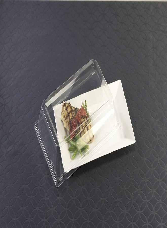 Zappy 10 13.5"x8.5" Rectangle Serving Trays With Lids - White Plastic Food Containers - Platters for Storage and Presentation - Image 4